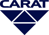 Minimalistisches Design mit dunklem Blau und weißem geometrischem Symbol.