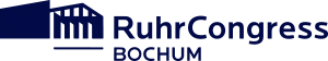 RuhrCongress Logo auf dunklem Blau, repräsentiert Veranstaltung und Organisation.