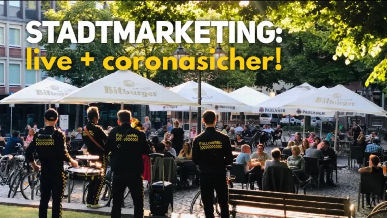 Bunte Café-Szene im Stadtmarketing, coronasicher feiern bei Live-Events und Veranstaltungen.