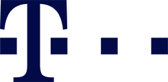 Minimalistisches Telekom-Logo auf dunkelblauem Hintergrund, elegantes Design für Markenbekanntheit.